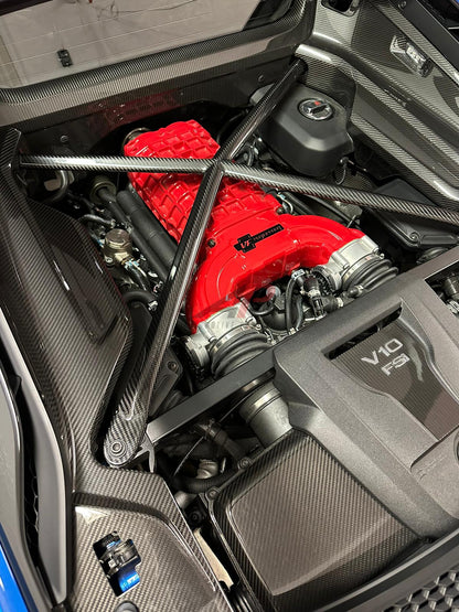 V10 CARBON X BRACE - Audi/Lamborghini R8/HURRICANE DRY CARBON FIBRE Engine Brace